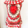 Gilet mandala boho hippie rosso marrone bianco
