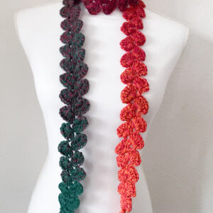 Scarflette sciarpina verde rosso scuro
