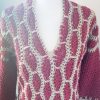 Maglione verticale rosso scuro crema - immagine 2
