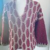 Maglione verticale rosso scuro crema - immagine 5