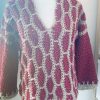 Maglione verticale rosso scuro crema - immagine 6