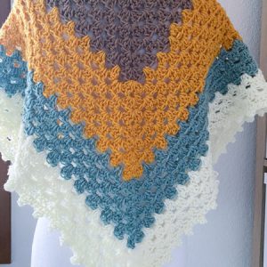 Scialle uso sciarpa marrone ocra bianco