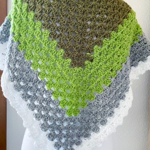 Scialle uso sciarpa verde grigio bianco