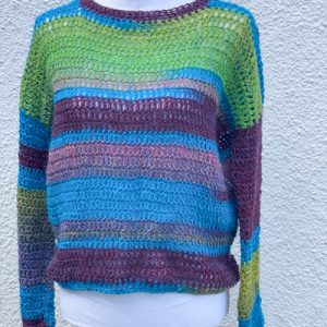 Maglione linea orizzontale viola verde blu mix