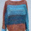 Maglione oversize bouclé azzurro mix