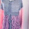 Cardigan rosa grigio modello palloncino - immagine 2
