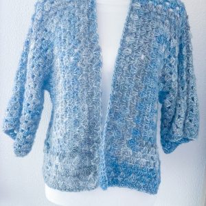 Cardigan esagonale granny all'uncinetto mix mohair