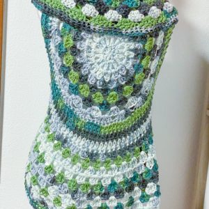 Gilet mandala boho hippie verde grigio