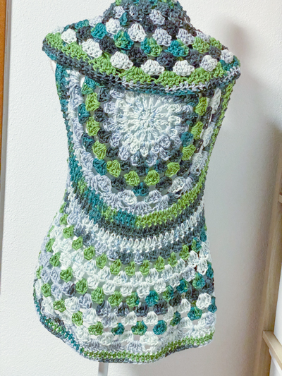 Gilet mandala boho hippie verde grigio