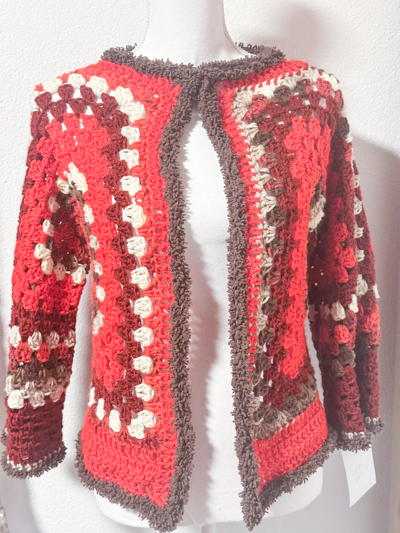 cardigan esagonale granny rosso