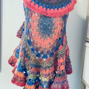 Gilet mandala boho hippie rosso blu grigio
