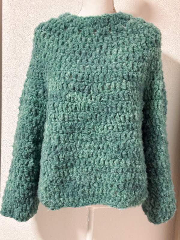 Maglione topdown verde lana