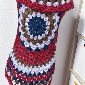 Gilet mandala boho hippie rosso blu marrone