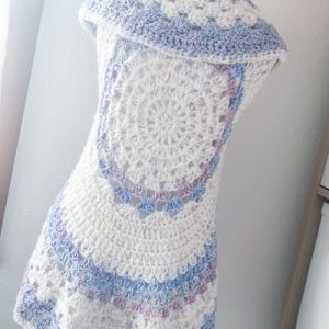 Gilet boho mandala bianco azzurro