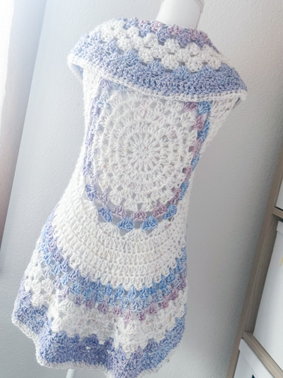 Gilet boho mandala bianco azzurro