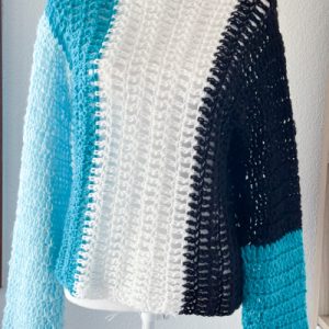 Maglione verticale blu nero bianco