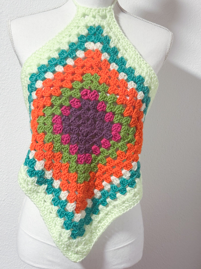 Top uncinetto multicolor granny fatto a mano